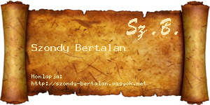 Szondy Bertalan névjegykártya